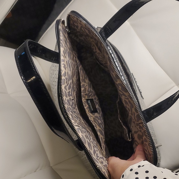 GUESS Metallic Silver Monogram Tote - Picture 4 of 8